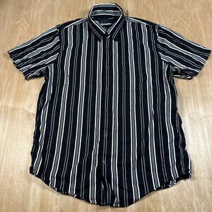 Abercrombie Fitch Men’s Black & White Short Sleeve Button Up Shirt Size Large